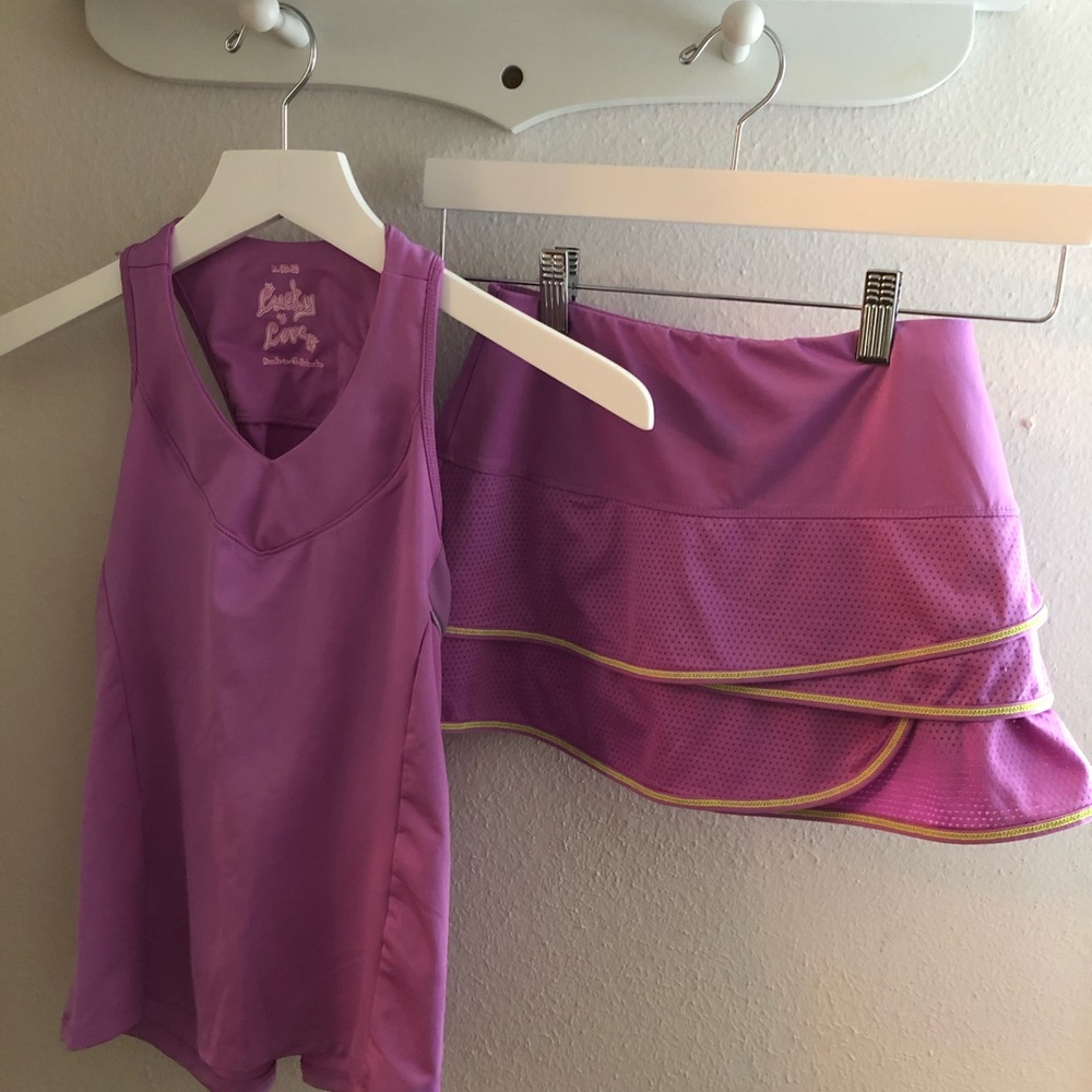 SOLD Lucky in Love Girls Tennis Skirt & Top